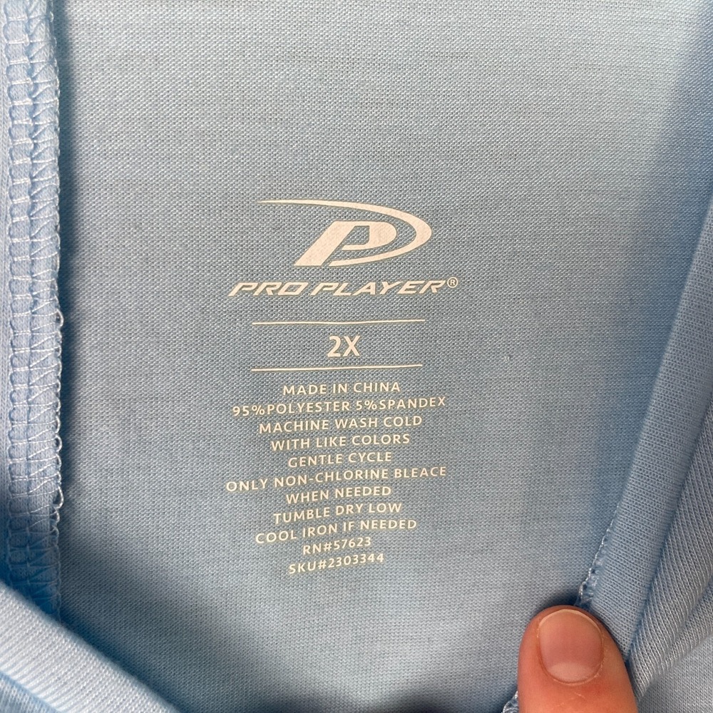 Pro Player Top Womens 2X Plus Blue Short Sleeve Active T-Shirt Solid Tie Back - Picture 3 of 5
